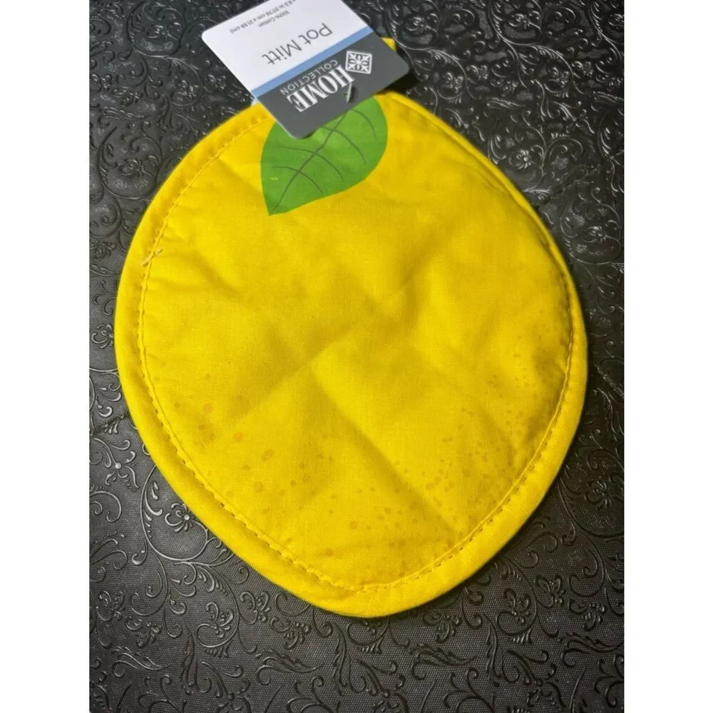 New Home Collection Yellow Lemon Pot Holders & Pot Mitt Set & Notepad 4 pc Set